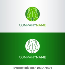 Flower organic stylized logo, symbol, icon. Concept for beauty shop, healthy products, ecology field, yoga studio, natural food. Vector set