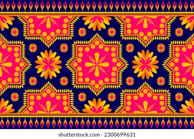 Flower oriental Ethnic pattern seamless pattern. Design for textile, curtain, carpet, wallpaper, clothing, wrapping, Batik, fabric,Vector illustration embroidery style.