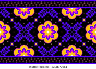 Flower oriental Ethnic pattern seamless pattern. Design for textile, curtain, carpet, wallpaper, clothing, wrapping, Batik, fabric,Vector illustration embroidery style.
