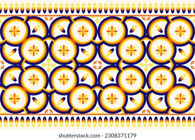 Flower oriental Ethnic pattern seamless pattern. Design for textile, curtain, carpet, wallpaper, clothing, wrapping, Batik, fabric,Vector illustration embroidery style.