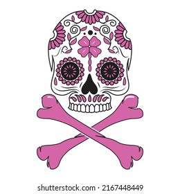  flower ornament and Abstract skull vector illustration