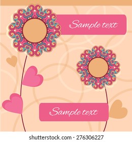 Flower ornament. Can be used for banner, cards, invitations etc. With space for text