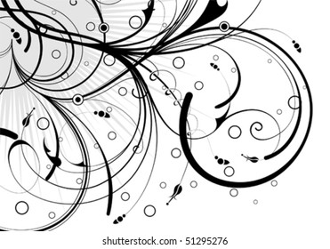 Flower ornament with circle, element for design, vector illustration.