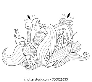 flower ornament . Coloring book page. Vintage decorative elements