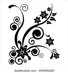 flower ornament decoration vector black white