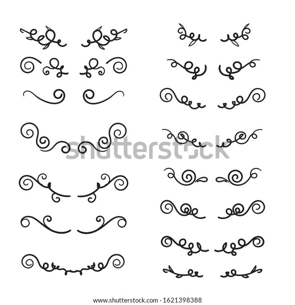 Flower ornament\
dividers. Hand drawn vines decoration, floral ornamental divider\
and sketch leaves ornaments. Ink flourish and arrow decorations\
dividers victorian\
doodle