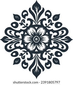 flower ornament, floral decoration, tribal flower, border