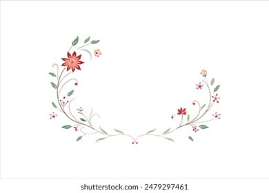 Marco de adorno de flores, Elementos de esquina decorativos dibujados a mano, ilustración de ilustraciones de Vector de patrón de boceto floral.