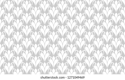 Flower ornament geometric pattern. Gray and white Seamless vector background.