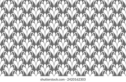 Blumenziermuster, geometrisches Muster. Grau-weiß Nahtlose Vektorhintergrund.