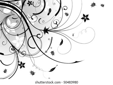 Flower ornament with ladybug, element for design, vector illustration