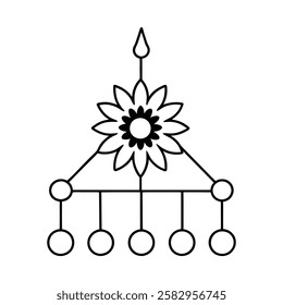 flower and ornament of a line art vector