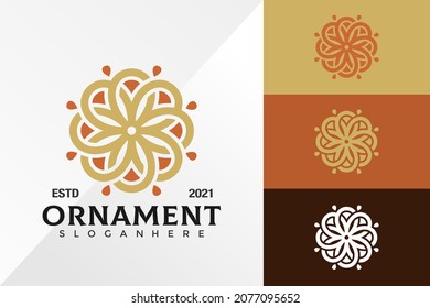 Plantilla de vectores de diseño de logotipo de ornamentos de flores