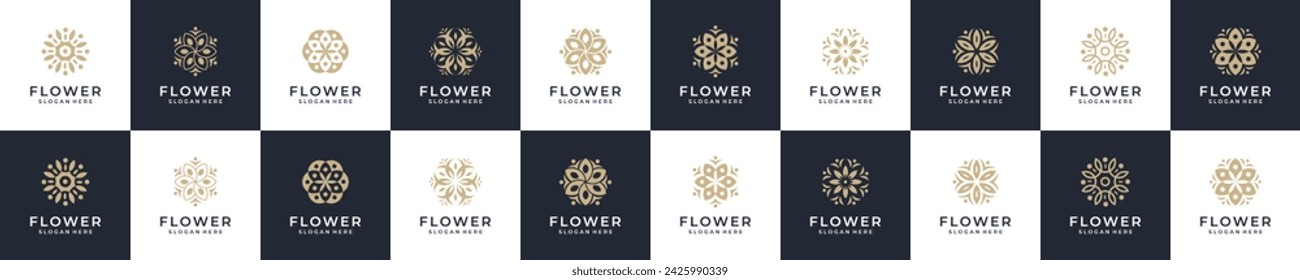 Blumen-Ornament-Logo und Icon-Set. Abstrakte Schönheit Blume Logo Design Vorlage