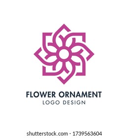 Flower Ornament Logo Vector Design Template.