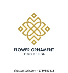 Flower Ornament Logo Vector Design Template.