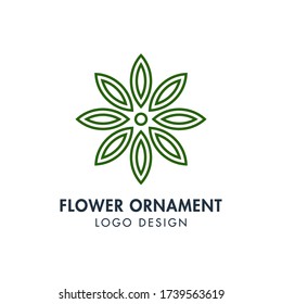 Plantilla de diseño de vectores con logotipo de ornamento de flores. Stroke Editable