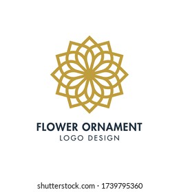 Flower Ornament Logo Vector Design Template. Editable stroke