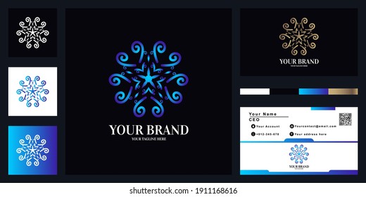 Flower or ornament luxury logo template design with business card.