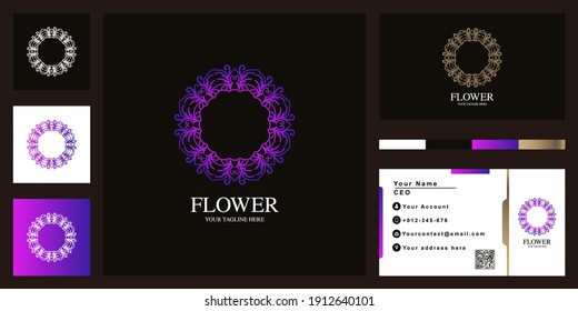 Flower or ornament luxury logo template design with business card.
