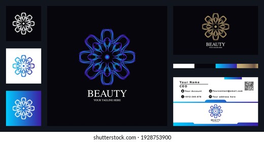 Flower or ornament luxury logo template design with business card.