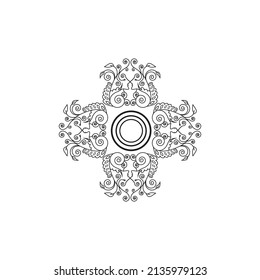 flower ornament mandala design fashion circular line illustration
