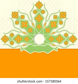 Flower ornament on a light background. Bottom of composition of orange color.