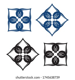 flower ornament rectangle logo design symbol template
