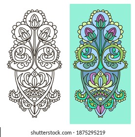 Flower ornament - stained glass, vector. Stained drawing.