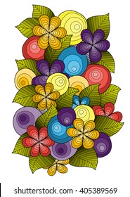 Flower ornament, template design. Floral mandala. Hand drawn ink pattern made by trace from sketch. Doodle pattern with doodles, flowers and paisley. Pattern can be used for wallpaper, pattern fills.