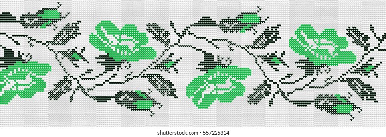 Flower ornament in the Ukrainian style on a white background. Color national embroidery.