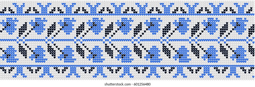 Flower ornament in the Ukrainian style on a white background. Color national embroidery. Floral pattern.