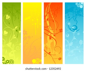 flower ornament vector designs with grunge elements