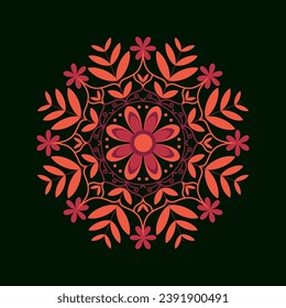 Flower ornamental mandala design on the black background