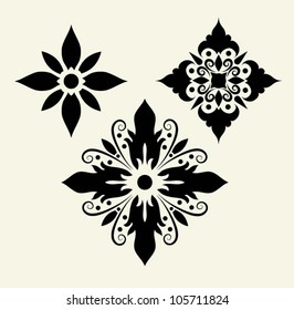Flower ornaments 5. flower sketch with some combination elements