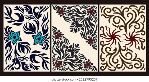 Flower ornaments decorate the corner. Elegant ornaments make the design more attractive 