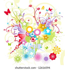 flower ornaments with grunge elements
