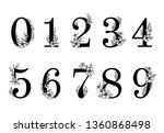Flower ornate numbers. Elegant blossom number, floral sprigs date and numeric monogram. Leaf filigree ornamental numbers character. Vector illustration isolated symbols set
