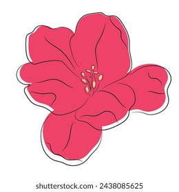Flower outline. Beautiful flower head line vector illustration