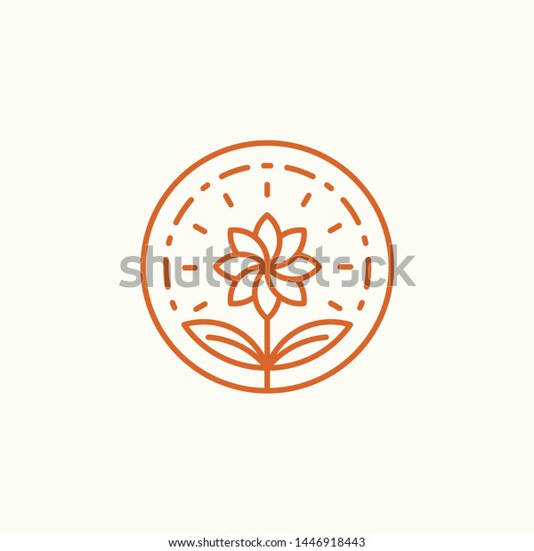 Flower Outline Circle Vector Icon Logo Stock Vector Royalty Free