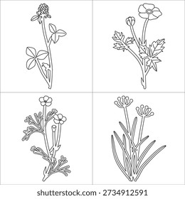 Flower with outline for die cuts