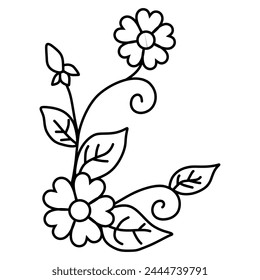 flower outline drawing cartoon vector