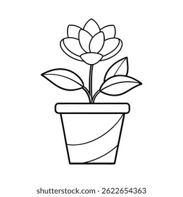 Flower Outline Drawing Vector – Decorative Floral Sketch

