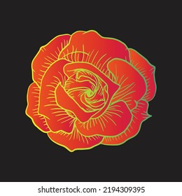 Ilustración de gradiente de contorno de flor.Diseño vectorial de flor. Flor Colorida.