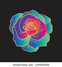 Flower outline gradient illustration.Flower vector design. Coloreful Flower.