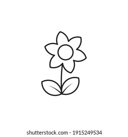 Flower Outline Icon. Flower Line Art Logo. Vector Illustration. Isolated on White Background. Editable Stroke