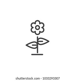 Flower outline icon. linear style sign for mobile concept and web design. Floret with leaves simple line vector icon. Symbol, logo illustration.