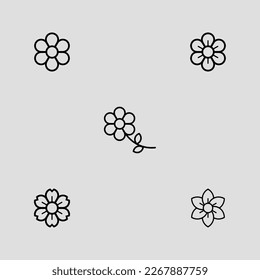 flower outline icon set isolated vector illustration
