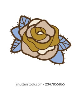 flower outline icon. Simple doodle sketch line art style. Rose beauty elegant logo design isolated. Flat shape, wedding tattoo card. Vector illustration