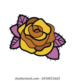 flower outline icon. Simple doodle sketch line art style. Rose beauty elegant logo design isolated. Flat shape, wedding tattoo card. Vector illustration